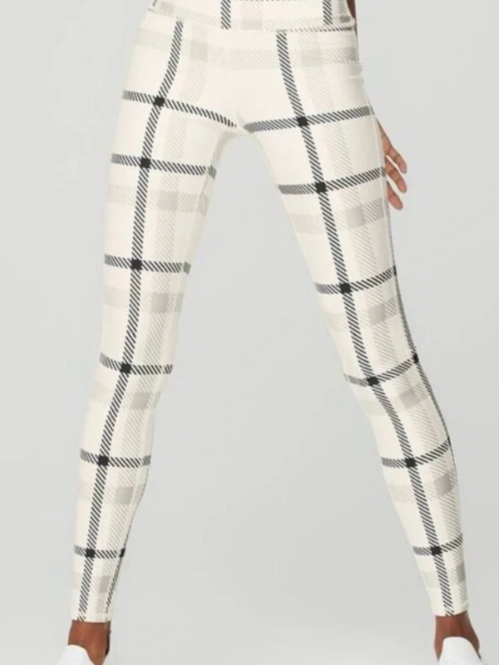 Alo High Waist Airlift Magnified Plaid Legging Ivory Black Tartan Leggings Small